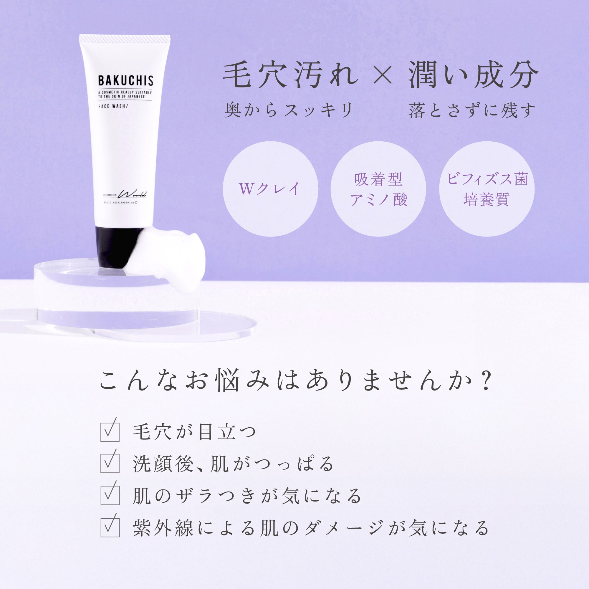 バクチス洗顔｜BAKUCHIS_FACE_WASH｜Wクレイ配合洗顔料 – リゾナス